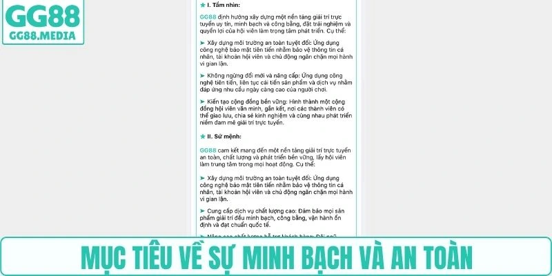 Mục tiêu về sự minh bạch và an toàn